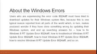 Fix Windows 8 RT Update Error 8024afff