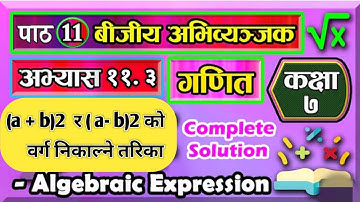 How to solve the square of algebraic expression ?/Class 7 maths unit 11 exercise 11.3