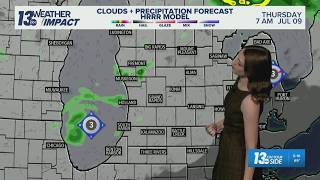 13 ON YOUR SIDE Forecast: Scattered thundershowers Thursday, drier by the weekend