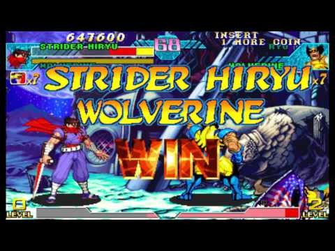 Marvel vs Capcom 1 ( Arcade ) - Wolverine / Strider Hiryu Playthrough ( Dec 9, 2016 )
