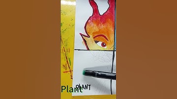 Drawing Ember from Elemental (Disney movie)  in 4 elements