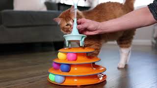 Catstages Tower Of Tracks Interactive 3 Tier Cat Track Toy With Spinning Balls, Orange