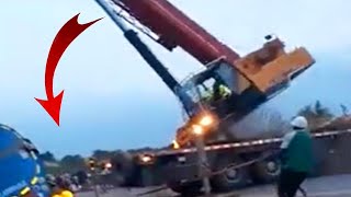 Total idiots in Crane ! TOP Extreme DangerousTruck Skills - Heavy Equipment Operation Fails #48