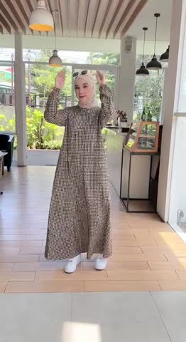 gamis motif kotak casual