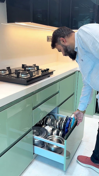 Sleek & Modern Modular Kitchen with Acrylic Finish & Smart Storage | Kitchenlane #kitchenlane