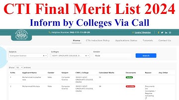 CTI Final Merit Lists 2024 | CTI Selected Candidates For Job