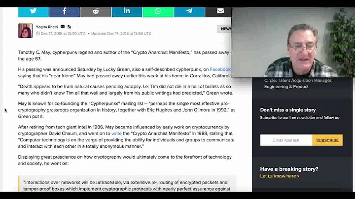 Timothy May (CypherPunk Legend) Has Passed Away