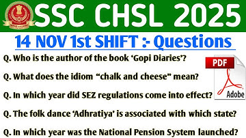 SSC CHSL 14 NOVEMBER 1st SHIFT QUESTION PAPER | CHSL EXAM REVIEW | SSC CHSL EXAM REVIEW 2025