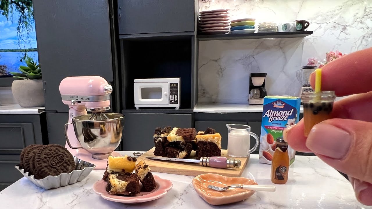 Oreo Cheesecake Brownies| Mini Kitchen| Oreo Cookies |Real Food|ASMR