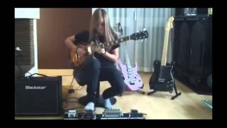 TINA S. Best female guitarist shreds to  Sweet Child O Mine Solo [HD] 2015
