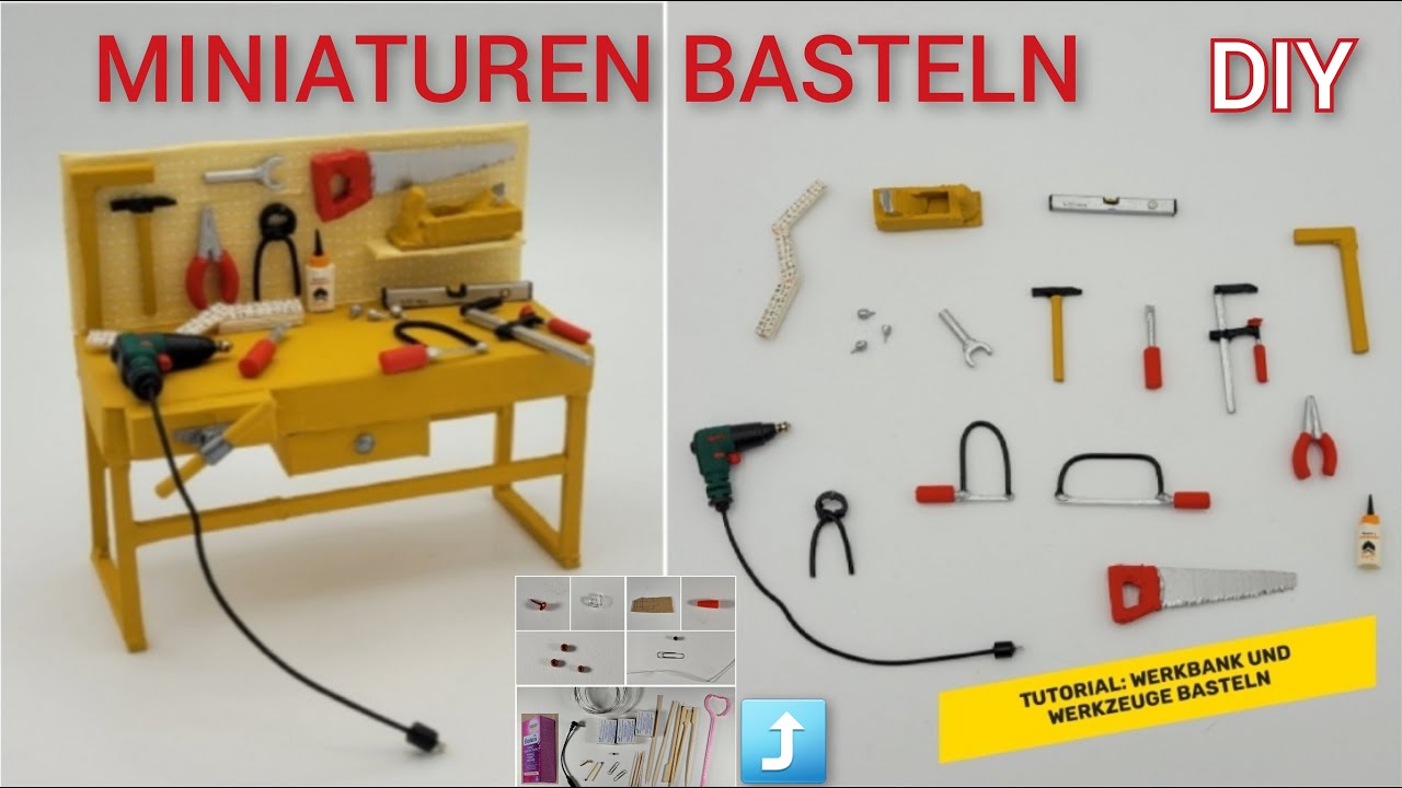 Tutorial MiniWerkbank und Werkzeug basteln / DIY how to craft