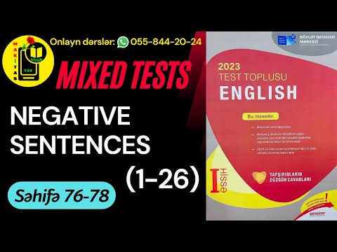 DİM YENİ TEST TOPLUSU 2023 İNGİLİS DİLİ | NEGATIVE SENTENCES | Mixed Tests 1-26 | Tam İzah