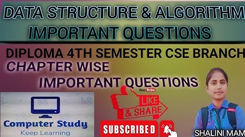 Data Structure & Algorithm Important questions || Diploma 4th semester DSA important questions