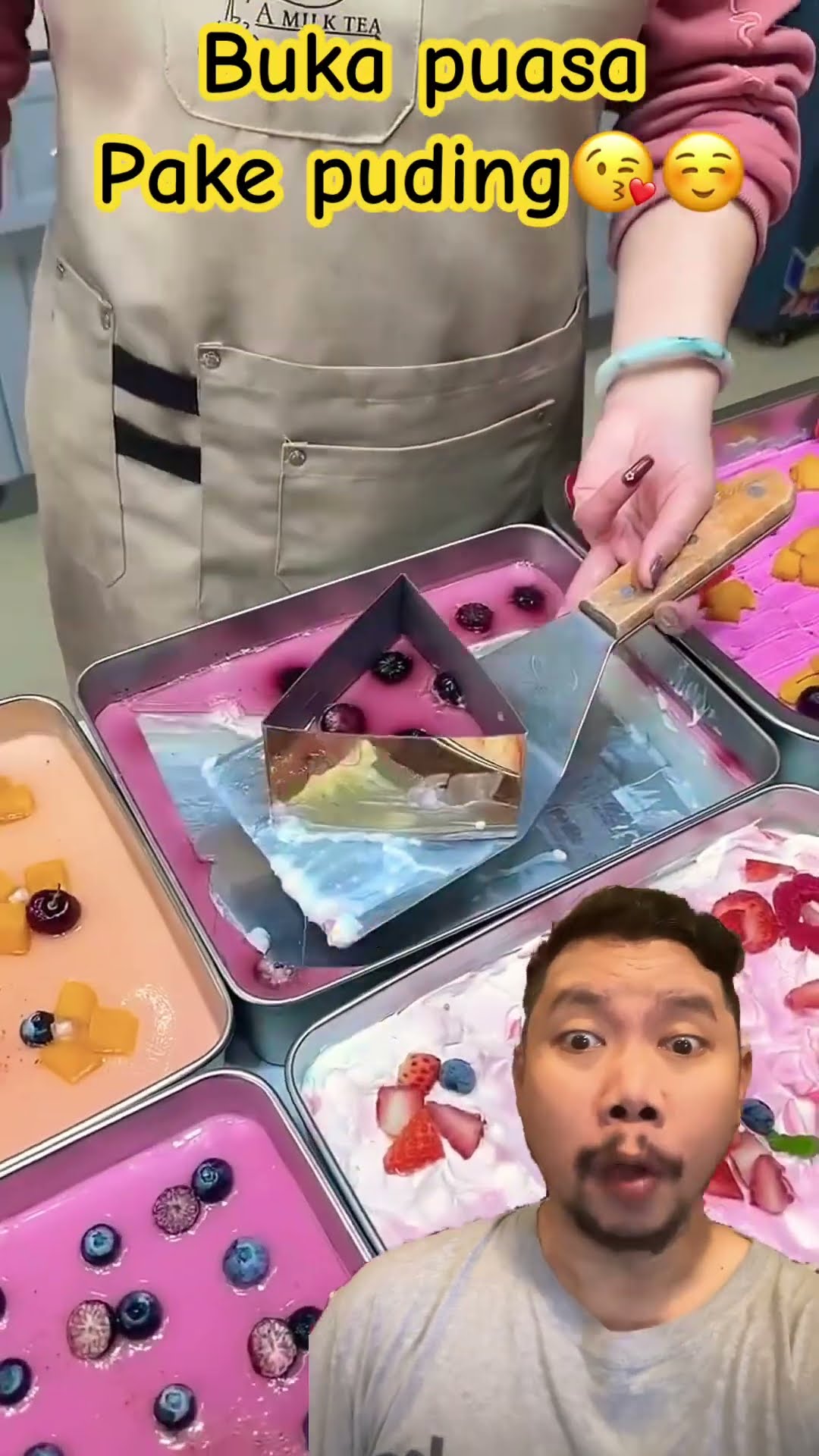 PUDING STRAWBERYY KISMIS SEGAR!!!?? #satisfying #food #funny #shortsfeed #desert