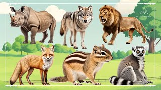 Cute Little Farm Animal Sounds: Rhinoceros, Wolf, Lion, Fox, Chipmunk & Lemur  Animal Moments