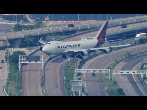 Best Plane Spotting at Hong Kong Airport Kalitta Air 747 Landing with ATC