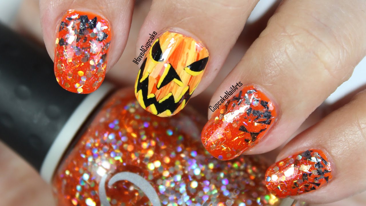 Halloween Nails - Halloween Nail Art *Abstract Jack-O-Lantern* - YouTube