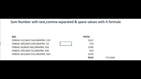 How to sum numbers with text, comma separated & space values