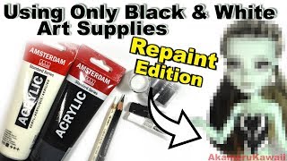 Repainting Using Only Black and White Art Supplies - Doll Repaint Tutorial