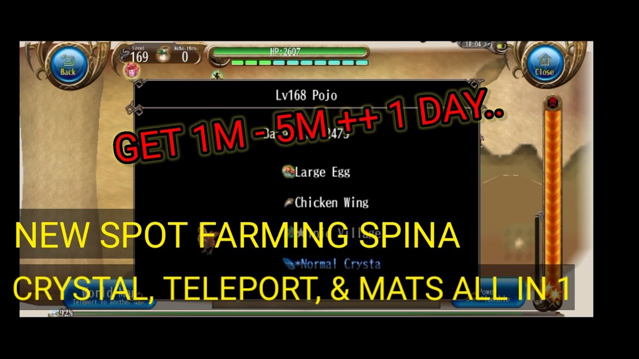 TORAM ONLINE - FARMING SPINA NEW SPOT MATS, CRYSTAL, TELEPORT ITEM ALL IN HERE!!!(POJO)