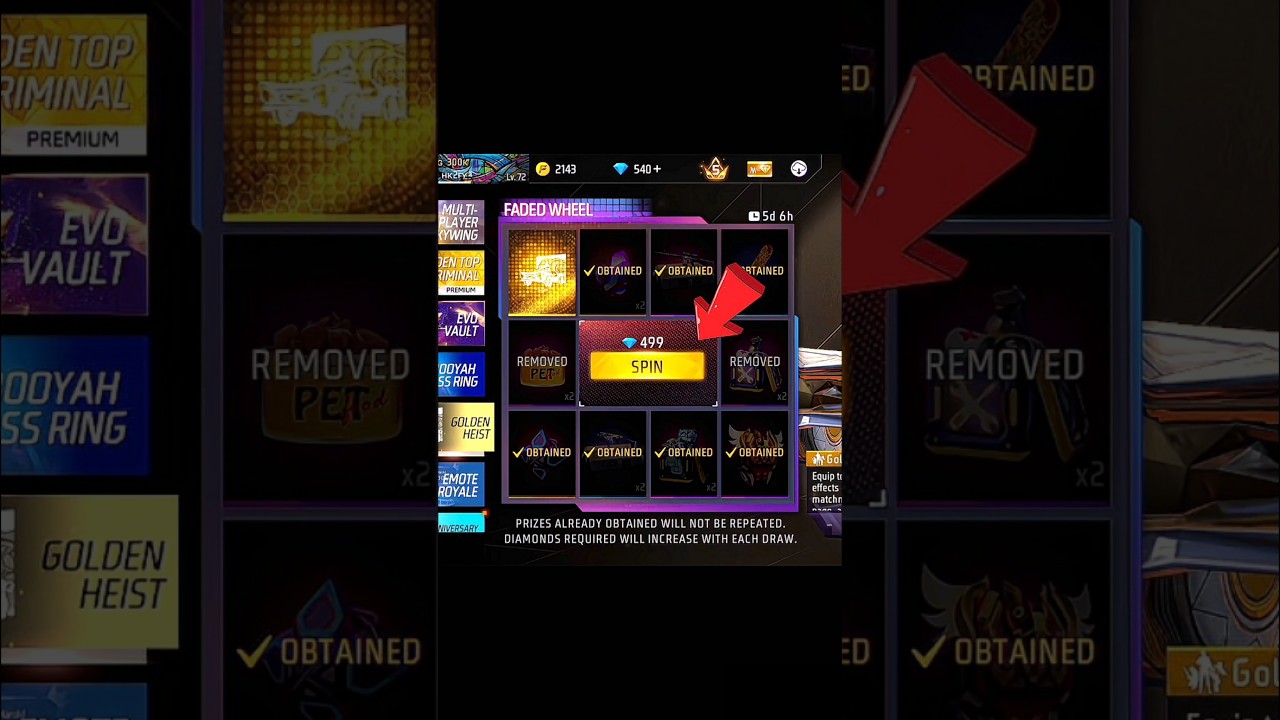 New Golden Heist Faded Wheel Event 🔥 Free Fire New Entry Emot Spin Trick 🤯 