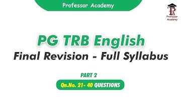 PG TRB English | Revision Test: All 10 Units | Part 2