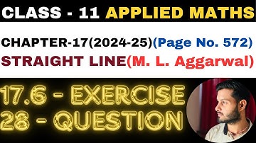 28 Question Ex. 17.6 l Chapter 17 l STRAIGHT LINE l Class 11th Applied Maths l M L Aggarwal 2024-25