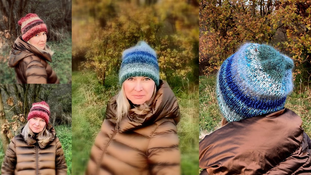 Jednoduchá pletená čepice ze zbytků přízí/ Pružný začátek/ Zapošití přízí