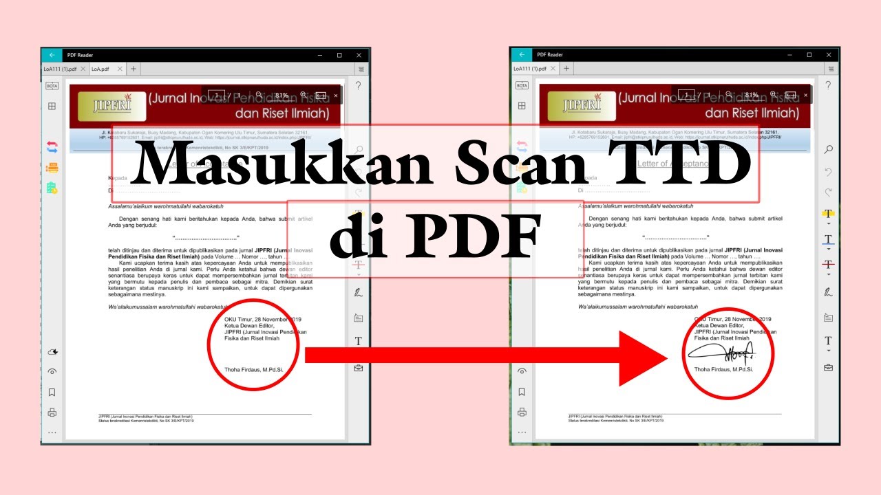 Cara Memasukkan Scan Tanda Tangan Di Pdf Youtube