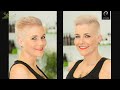 extreme short haircut women | pixie buzzcut | crew cut girl | platinum blonde women undercut short