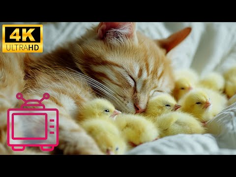 Baby Animals 4K - World of cats and chickens! Cat TV for Cats to Watch