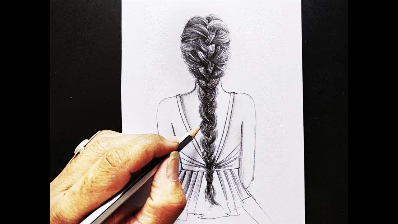 how to draw a girl with braided hair