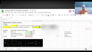 Speed problem in quadratic equation using google sheets