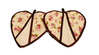 HOW to make heart_shaped pot holders /sewing kitchen items/DIY heart_shaped pot holders...
