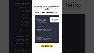 🖍 Text Underline on Hover #css #javascript #html #webdevelopment #how #tips #coding #animation #ai