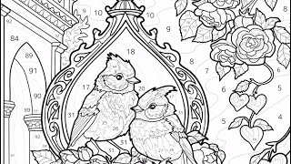 Color by Numbers Romantic Birds & Rose Garden Hey Color app Online Game #coloringbook #gameplay screenshot 2