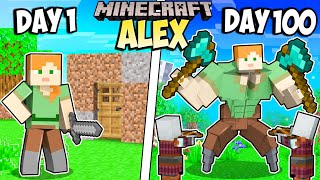 I Survived 100 Days as ALEX in Minecraft