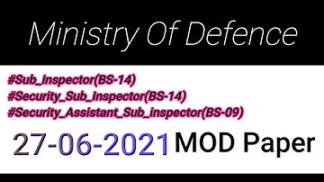 MOD Assistant Director paper : Today 27-06-2021 Assistant Director MOD