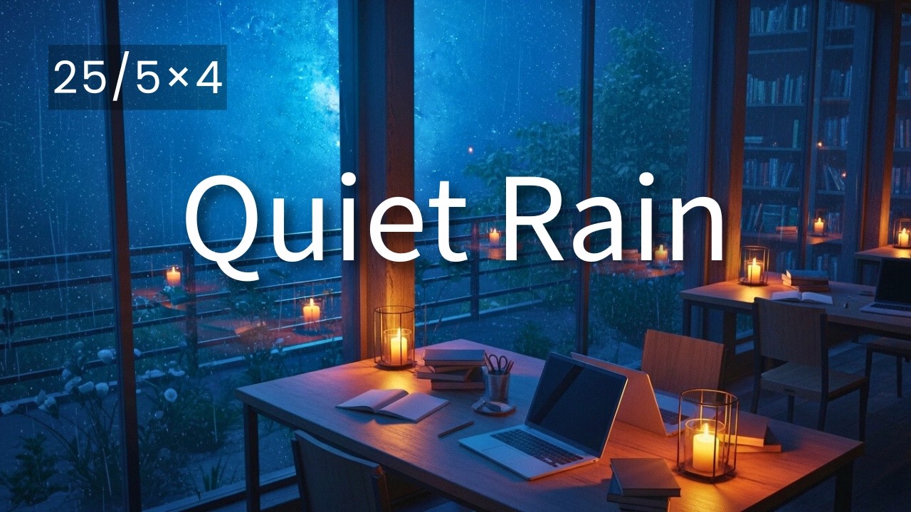 【2時間】雨音×ポモドーロ25/5｜Quiet Rain – Deep Focus Study & Work BGM