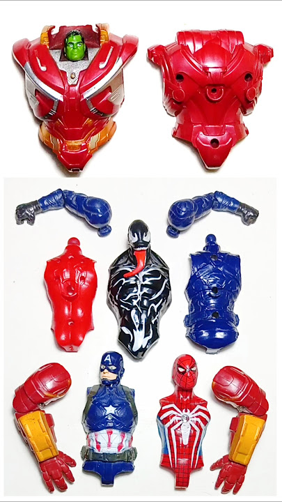 Avengers Superheroes Action Figures, Spiderman Vs Captain America Vs Venom Vs Hulkbuster. #shorts
