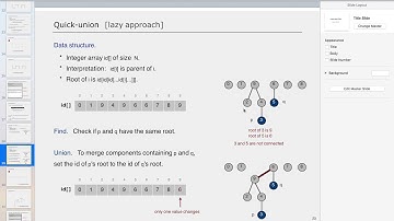Lecture 8 : Algorithms : Quick-Union [Lazy Approach]