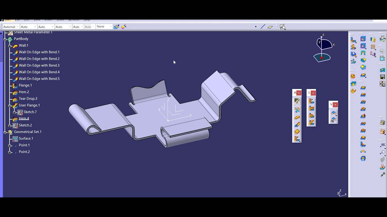 CATIA V5 Generative Sheet Metal Design Tutorial - Kim loại tấm cơ bản  - Phần 1-Wall Toolbar