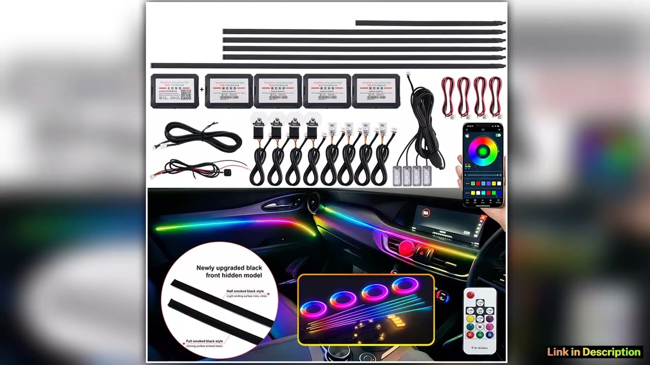 New Design Matt Black Symphony Full Colors Light Strip Hidden LED Car Ambient Lights Interior