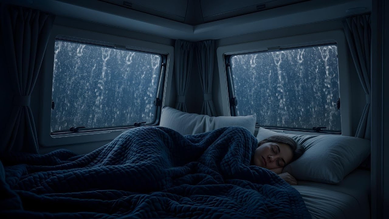 Rain and Thunder Sounds on Cozy Car | Deep Sleep Thunderstorm for Calm and Relax