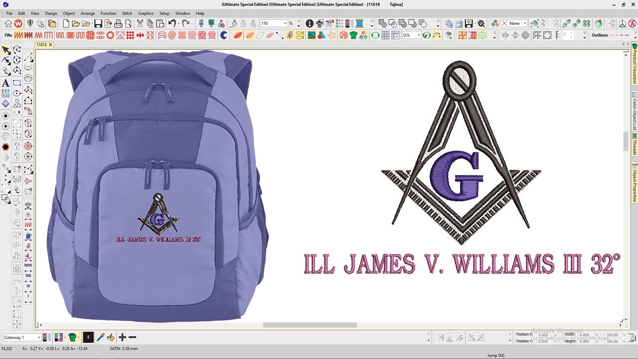Masonic Awards Embroidery logo for Bag