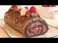 بيش الشكلاطة و التوت اللذيذة و السهلة التحضير ضروري تجربوها Bûche chocolat framboise facile un régal