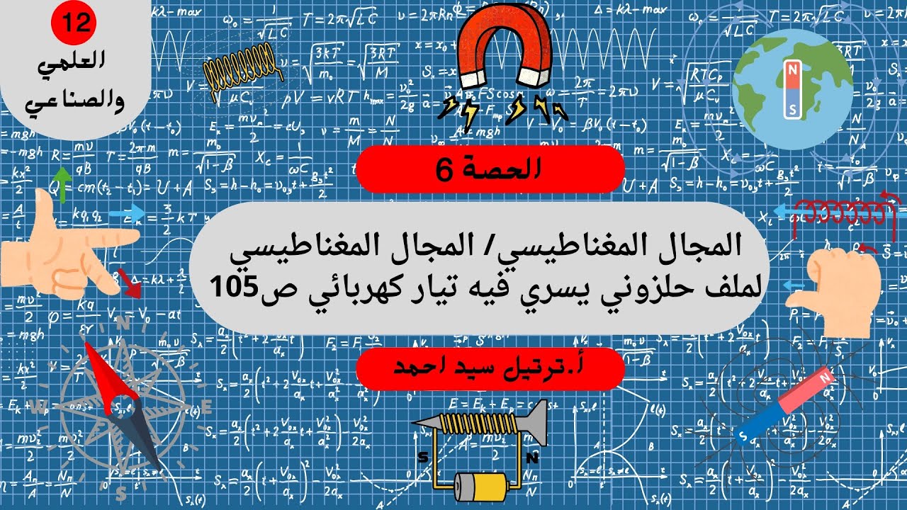 الحصة ٦: المجال المغناطيسي لملف حلزوني يسري فيه تيار كهربائي + حل أسئلة خارجية ووزارية