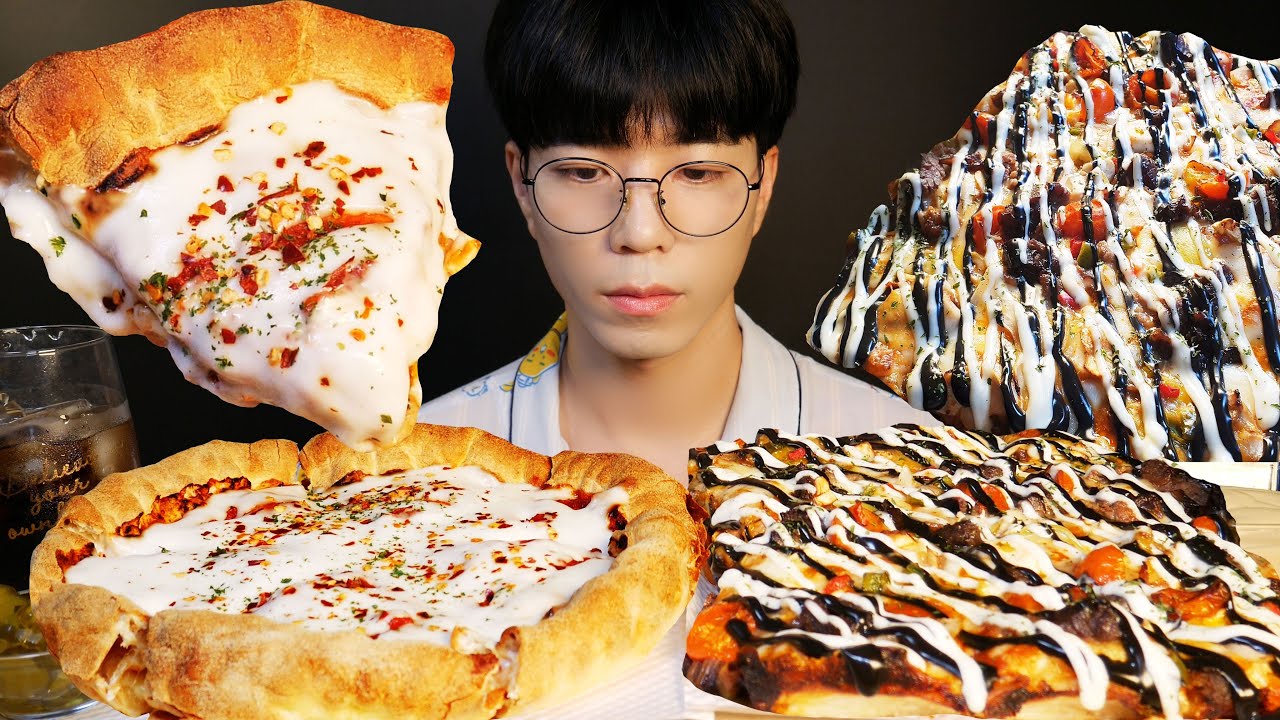 ASMR MUKBANG | 퐁듀 피자+스테이크 피자, Fondue Pizza+Steak Pizza!