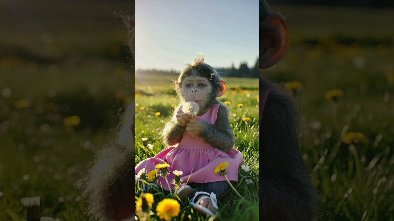 Baby Ape Blows Dandelions 🌸🐵✨ | Cutest Moment Ever!