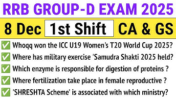 RRB Group D 1st Shift 8 December 2025 Paper Analysis | RRB Group D Exam 2025 Paper Analysis CA & GS